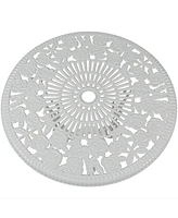 Sunnydaze Decor 3-Piece Flower Designed Bistro Table Set with 2 Chairs, Outdoor Cast Aluminum, White