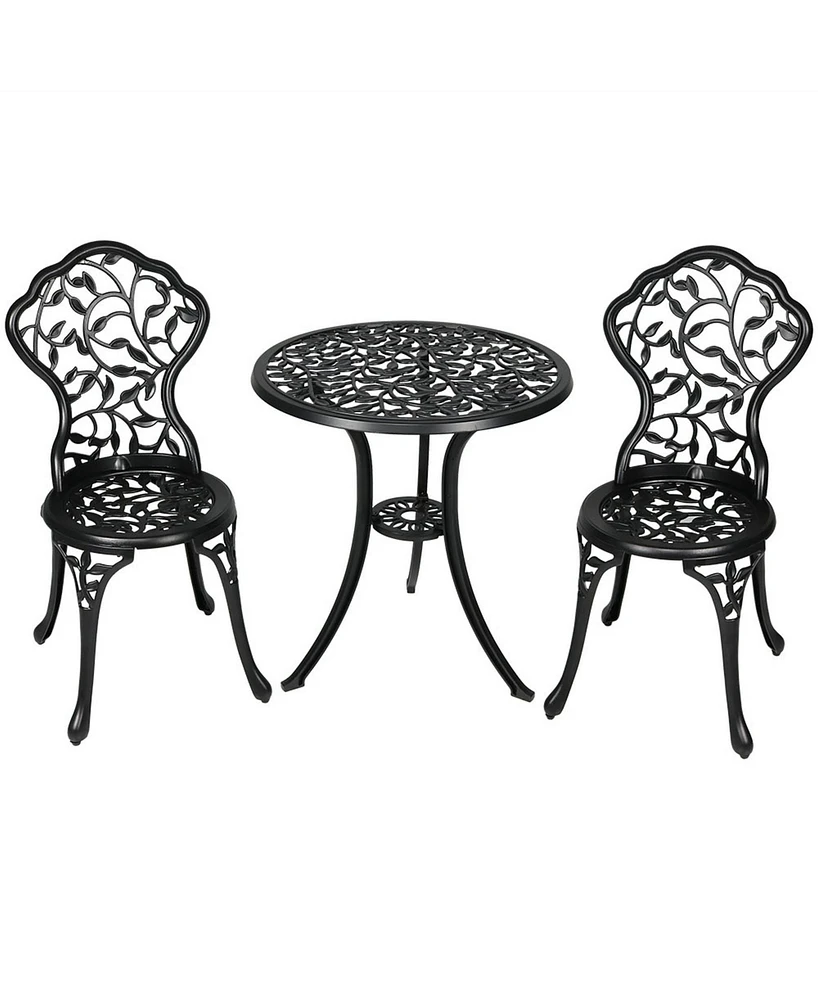 Sunnydaze Decor 3-Piece Black Outdoor Cast Aluminum Patio Bistro Set