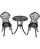 Sunnydaze Decor 3-Piece Black Outdoor Cast Aluminum Patio Bistro Set