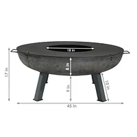 Sunnydaze Decor 40-Inch Cast Iron Fire Pit Bowl with Cooking Ledge - Wood Burning