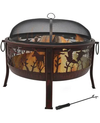 30-Inch Outdoor Fire Pit - Round Wood-Burning Backyard and Patio Fire Pit for Outside