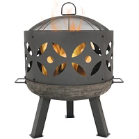 Sunnydaze Decor 26-Inch Cast Iron Retro Fire Pit Bowl with Handles and Spark Screen