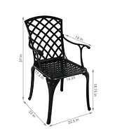 Sunnydaze Decor Cast Aluminum Patio Dining Chairs with Crossweave Design - Set of 2 - Black