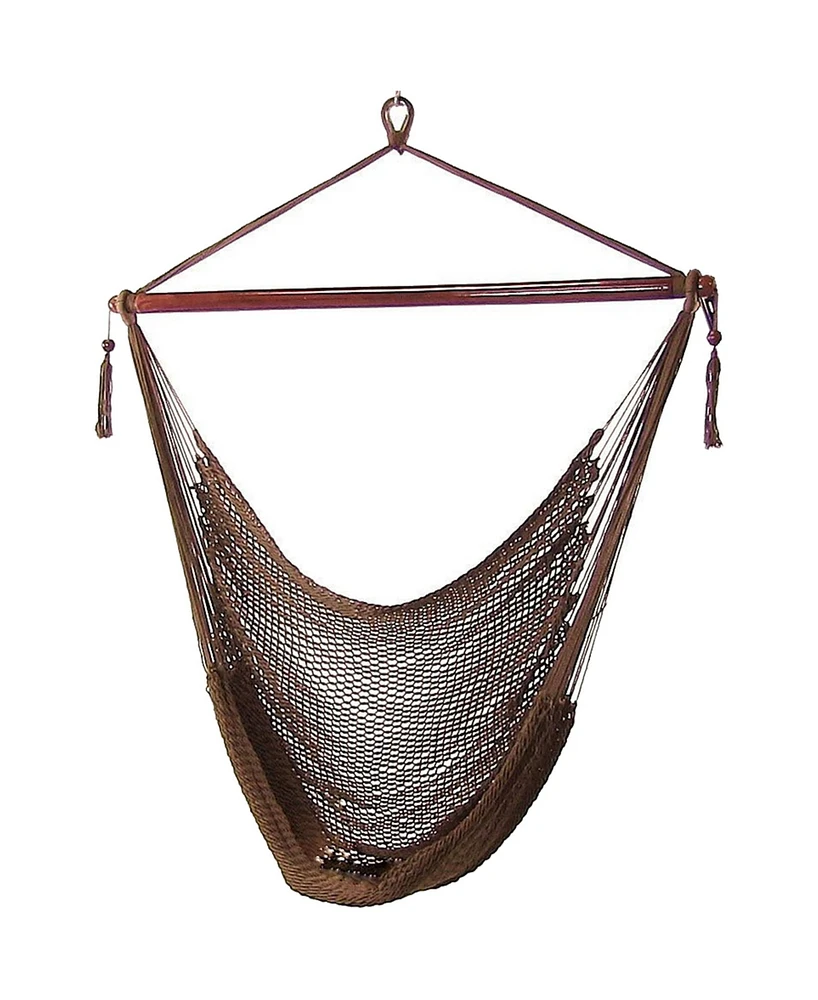 Sunnydaze Decor Outdoor Caribbean Xl Hanging Hammock Chair Swing - Soft-Spun Polyester Rope 300-Pound Capacity Sky Blue