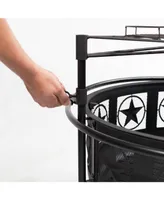 Sunnydaze Decor 30-Inch Steel All Star Fire Pit Bowl - Black - Includes Bbq Cooking Grate and Spark Screen