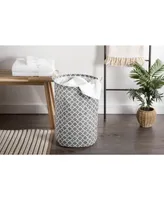 Design Imports Polyethylene Coated Cotton Polyester Laundry Hamper Lattice Round