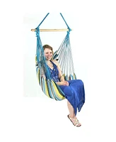 Sunnydaze Decor Indoor/Outdoor Fabric Hanging Hammock Chair with Cushions - 260 Pound Capacity - Sunset