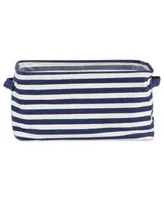 Design Imports Polyethylene Coated Herringbone Woven Cotton Laundry Bin Stripe French Rectangle Set of