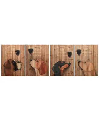 Empire Art Direct Dog Au Vin Boxer, Beagle, Dachshund, Labrador Arte de Legno Digital Print on Solid Wood Wall Art, 24" x 18" x 1.5"
