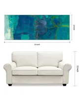 Empire Art Direct Reedy Blue I Iii Frameless Free Floating Tempered Art Glass Abstract Wall Art, 63" x 24" x 0.2"