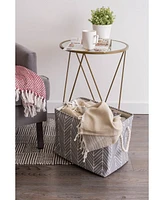 Design Imports Polyester Bin Herringbone Square