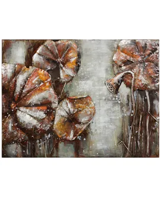 Empire Art Direct Water Lilly Pads 2 Mixed Media Iron Hand Painted Dimensional Wall Art, 36" x 48" x 2.4"