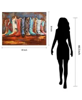 Empire Art Cowboy's Boots Mixed Media Iron Hand Painted Dimensional Wall Art, 30" x 40" x 2.4"