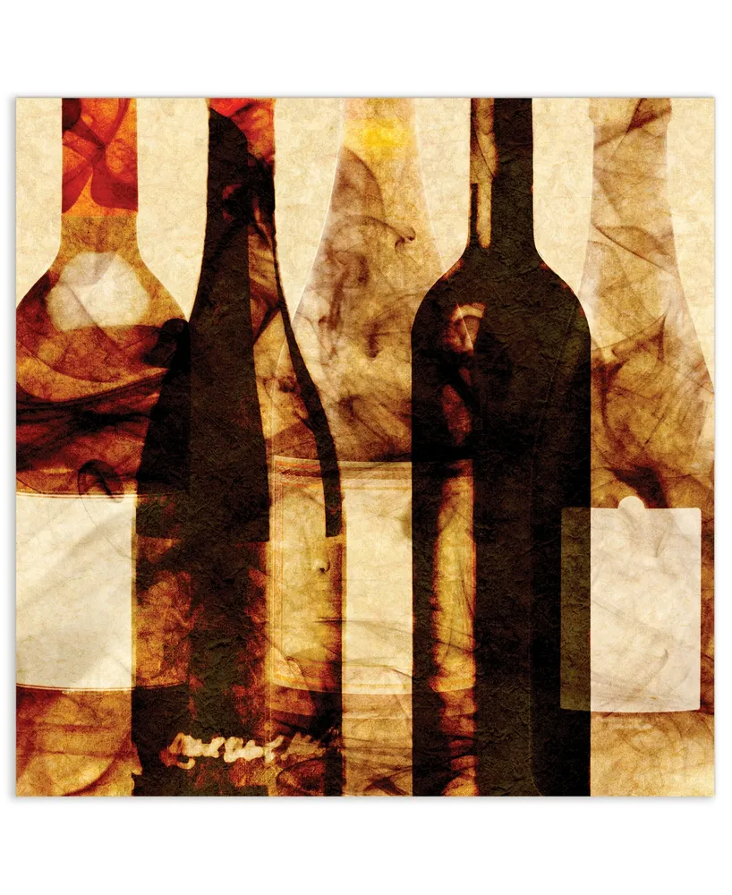 Empire Art Direct Smokey Wine 3Frameless Free Floating Tempered Art Glass Wine Bottle Wall Art by Ead Art Coop, 38" x 38" x 0.2"