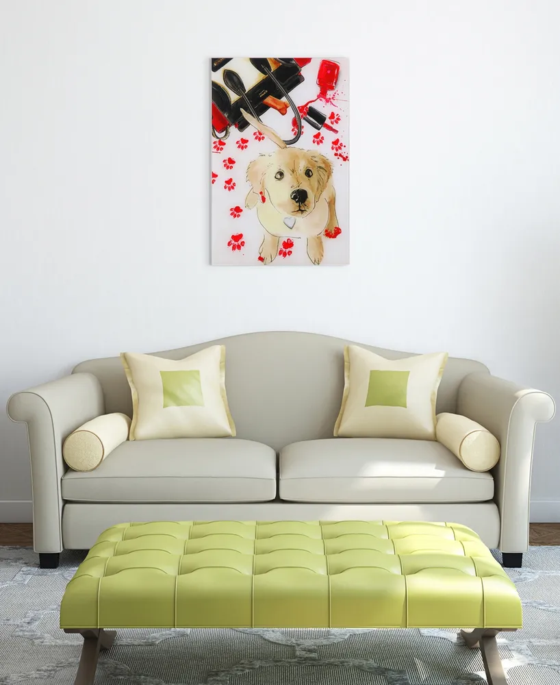 Empire Art Direct Oh Oh Again Frameless Free Floating Tempered Glass Panel Graphic Dog Wall Art, 24" x 16" x 0.2"