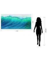 Empire Art Direct Blue Wave Frameless Free Floating Tempered Art Glass Wall Art by Ead Art Coop, 36" x 72" x 0.2"