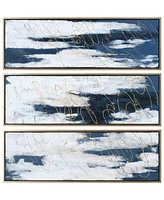Empire Art Direct Blue Shadows Textured Metallic Hand Painted Wall Art Set by Martin Edwards, 60" x 20" x 1.5"