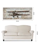 Empire Art Direct Model airplane Metallic Handed Painted Rugged Wooden Wall Art, 24" x 60" x 2.6"