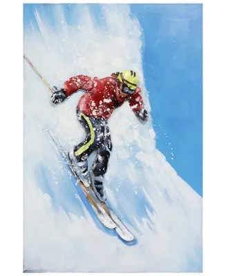 Empire Art Direct Skiing Mixed Media Iron Hand Painted Dimensional Wall Art, 48" x 32" x 2.6"