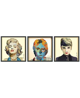 Empire Art Direct Marilyn, Audrey John Dimensional Collage Framed Graphic Art Under Glass Wall Art, 25" x 25" x 1.4"