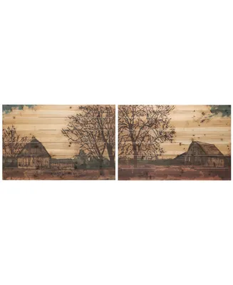 Empire Art Direct Erstwhile Barn 3 and 4 Arte de Legno Digital Print on Solid Wood Wall Art, 24" x 36" x 1.5"
