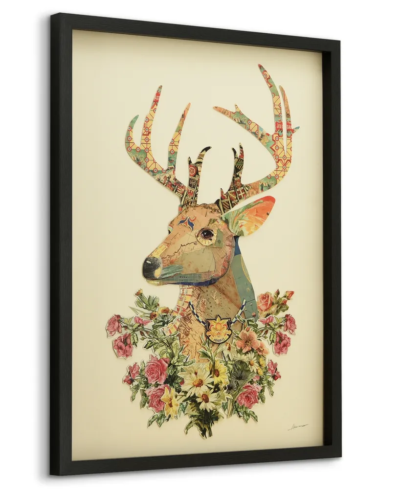 Empire Art Direct Mr. and Mrs. Deer Dimensional Collage Framed Graphic Art Under Glass Wall Art, 33" x 25" x 1.4"