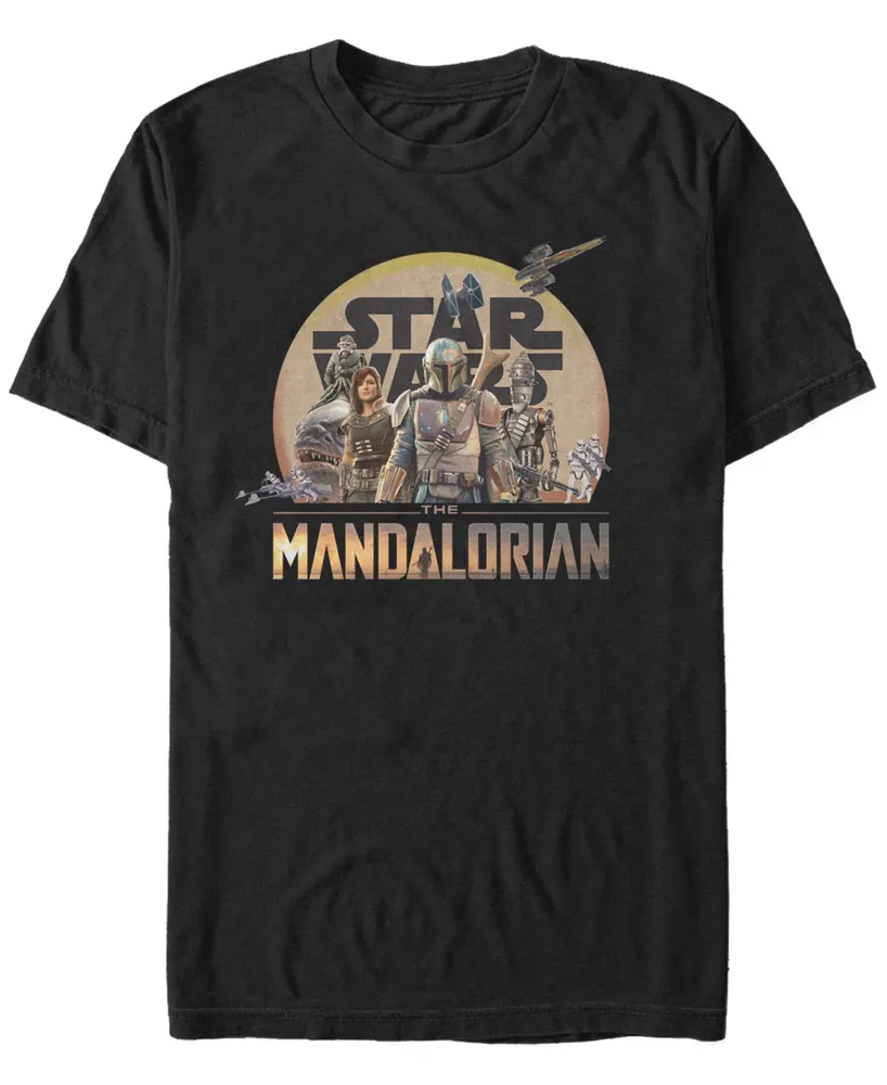 Star Wars Men's Mandalorian Sunrise Boba Fett Group T-shirt