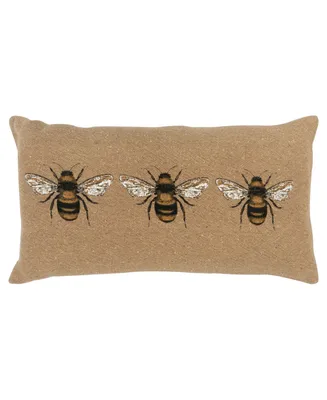 Rizzy Home Bees Polyester Filled Decorative Pillow, 14" x 26"