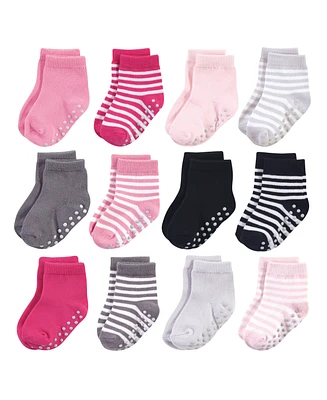 Touched by Nature Baby Girls Organic Cotton Socks with Non-Skid Gripper for Fall Resistance