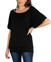 24seven Comfort Apparel Loose Fit Dolman with Wide Sleeves Top