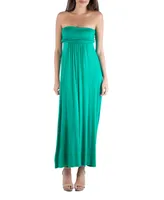 24seven Comfort Apparel Strapless Empire Waist Maxi Dress