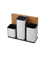 Joseph Joseph CounterStore Stainless Steel Organizer with Oak Chopping Board