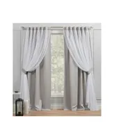 Exclusive Home Curtains Catarina Layered Solid Blackout and Sheer Grommet Top Curtain Panel Pair, 52" x 84"