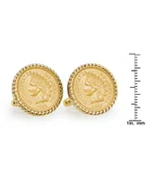 American Coin Treasures Gold-Layered 1859 First-Year-Of-Issue Indian Head Penny Rope Bezel Coin Cuff Links