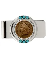 Men's American Coin Treasures 1800's Indian Penny Turquoise Coin Money Clip