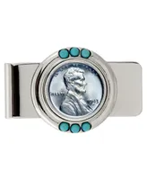 Men's American Coin Treasures 1943 Lincoln Steel Penny Turquoise Coin Money Clip