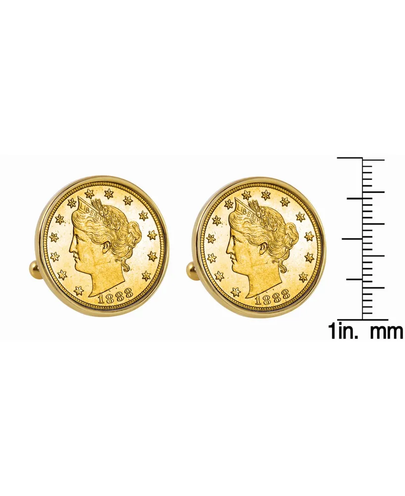 American Coin Treasures Gold-Layered 1800's Liberty Nickel Bezel Coin Cuff Links