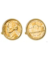 American Coin Treasures Gold-Layered Silver Jefferson Nickel Wartime Nickel Bezel Coin Cuff Links