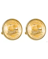 American Coin Treasures Gold-Layered 2004 Keelboat Nickel Bezel Coin Cuff Links