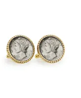 American Coin Treasures Silver Mercury Dime Rope Bezel Coin Cuff Links