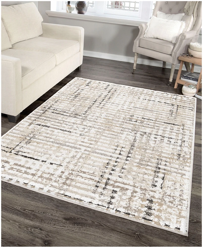 Orian Adagio Griddle White 6'5" x 9'6" Area Rug