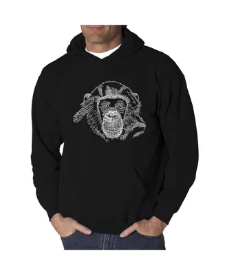 La Pop Art Men's Chimpanzee Word Hooded Sweatshirt