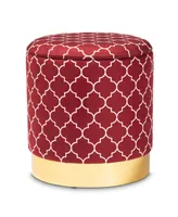 Furniture Serra Glam and Luxe Quatrefoil Upholstered Storage Ottoman