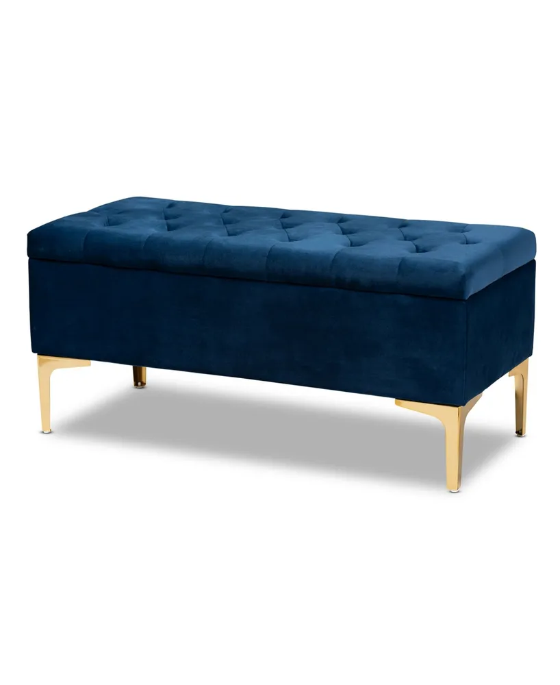 Furniture Valere Glam and Luxe Upholstered Button Tufted Storage Ottoman