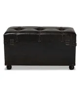 Furniture Callum Modern Transitional Upholstered 2 Drawer Storage Trunk Ottoman