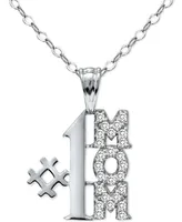 Giani Bernini Cubic Zirconia "#1 Mom" Pendant Necklace in Sterling Silver, 16" + 2" extender, Created for Macy's