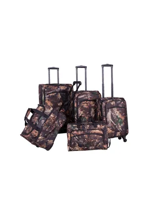 American Flyer Camo Green 5 Piece Spinner Luggage Set