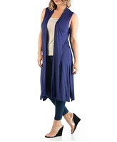24seven Comfort Apparel Plus Asymmetric Open Front Cardigan Sweater