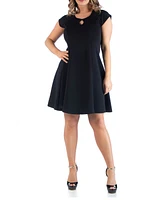 24seven Comfort Apparel Plus Keyhole Neck Dress