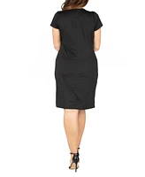 24seven Comfort Apparel Plus V-Neck Faux Wrap Dress